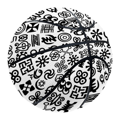Black And White Adinkra Tribe Symbols Basketball