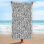 Black And White Adinkra Tribe Symbols Beach Towel