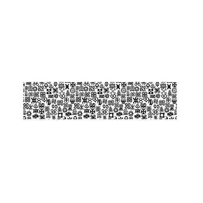 Black And White Adinkra Tribe Symbols Bed Runner