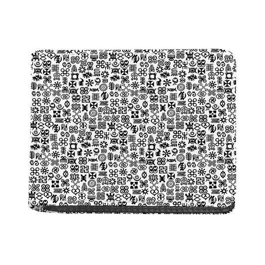 Black And White Adinkra Tribe Symbols Bifold Wallet