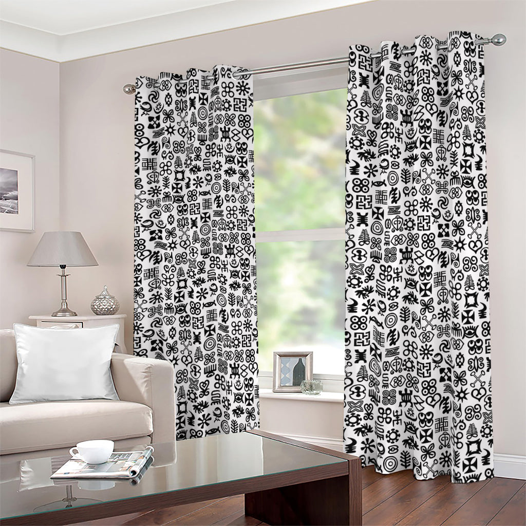 Black And White Adinkra Tribe Symbols Blackout Grommet Curtains