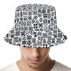 Black And White Adinkra Tribe Symbols Bucket Hat