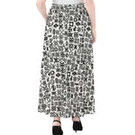 Black And White Adinkra Tribe Symbols Chiffon Maxi Skirt