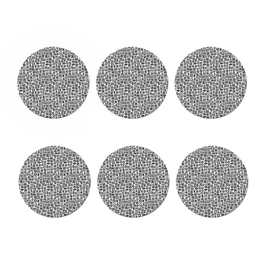 Black And White Adinkra Tribe Symbols Coaster Set