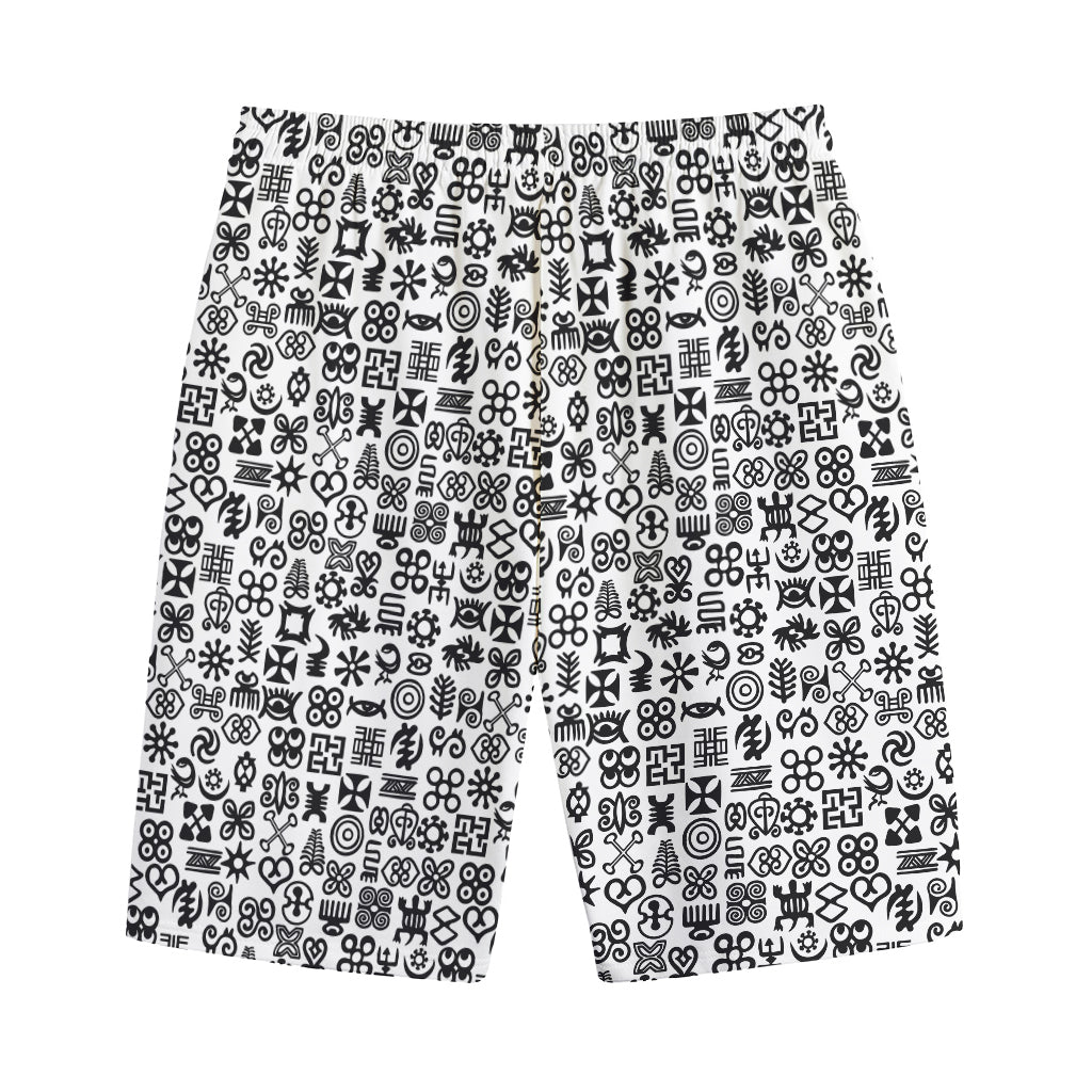 Black And White Adinkra Tribe Symbols Cotton Shorts