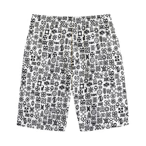 Black And White Adinkra Tribe Symbols Cotton Shorts