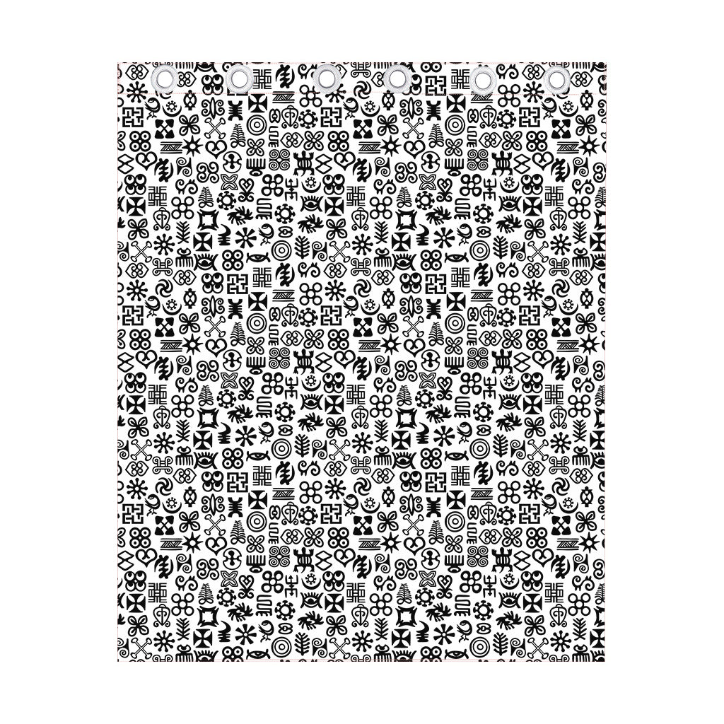 Black And White Adinkra Tribe Symbols Curtain