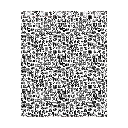 Black And White Adinkra Tribe Symbols Curtain