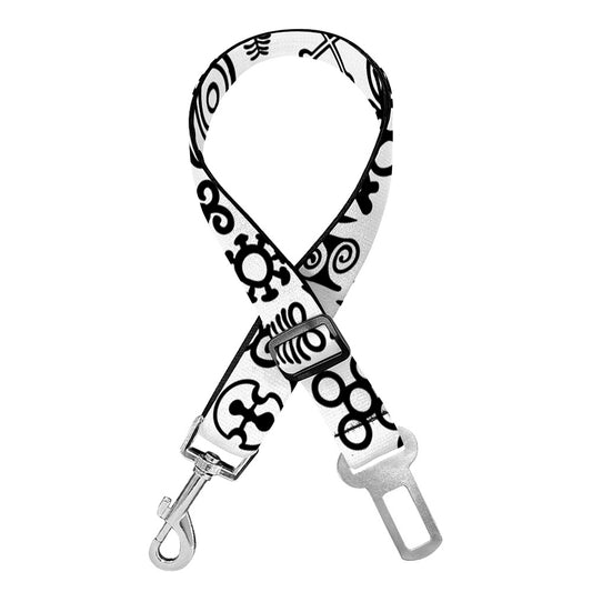 Black And White Adinkra Tribe Symbols Dog Seat Belt