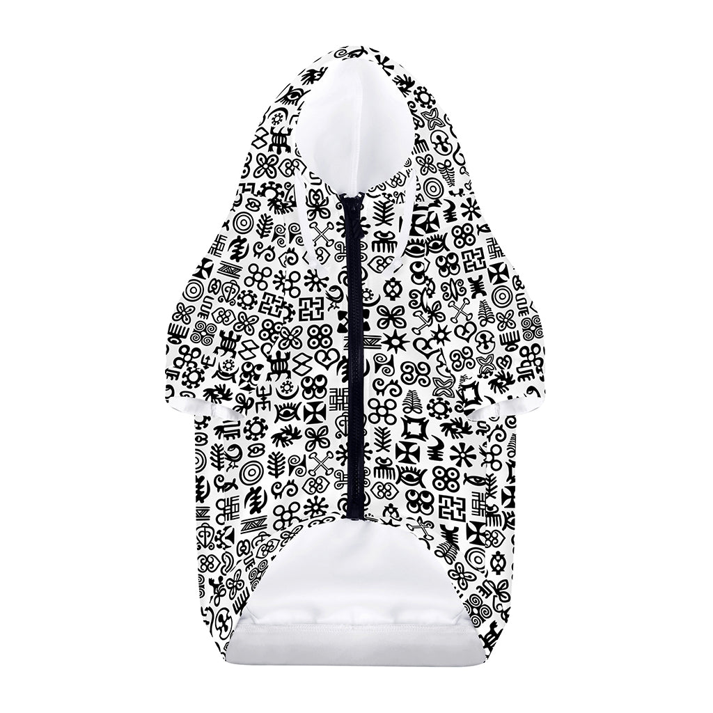 Black And White Adinkra Tribe Symbols Dog Zip Up Hoodie