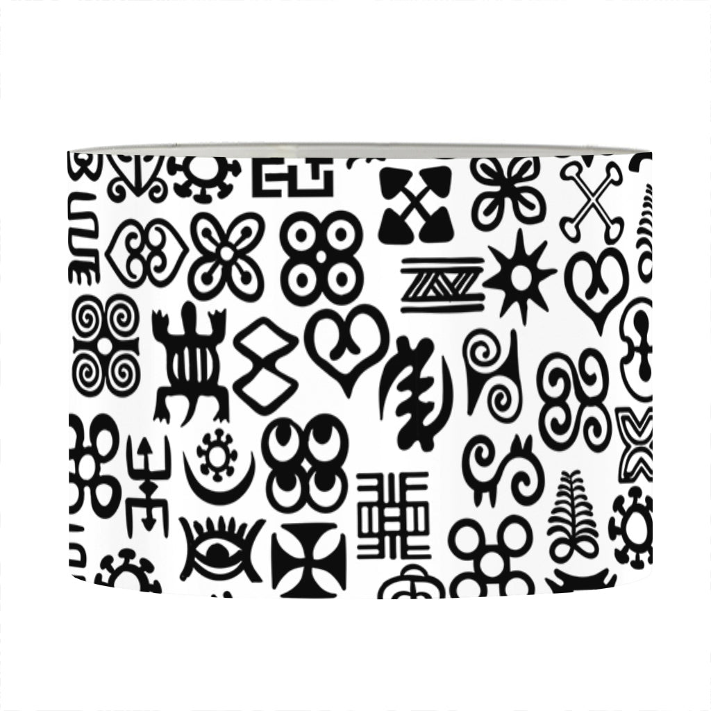 Black And White Adinkra Tribe Symbols Drum Lamp Shade