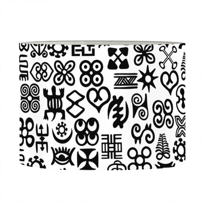 Black And White Adinkra Tribe Symbols Drum Lamp Shade