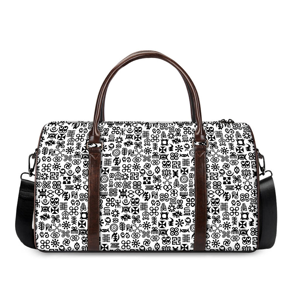 Black And White Adinkra Tribe Symbols Duffle Bag