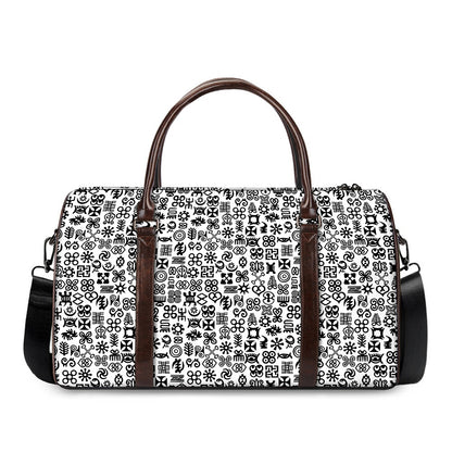 Black And White Adinkra Tribe Symbols Duffle Bag