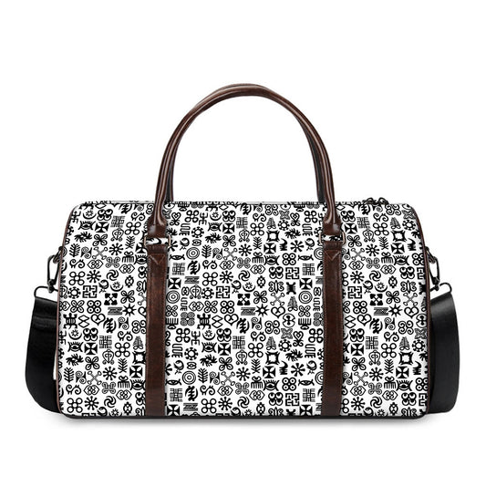 Black And White Adinkra Tribe Symbols Duffle Bag