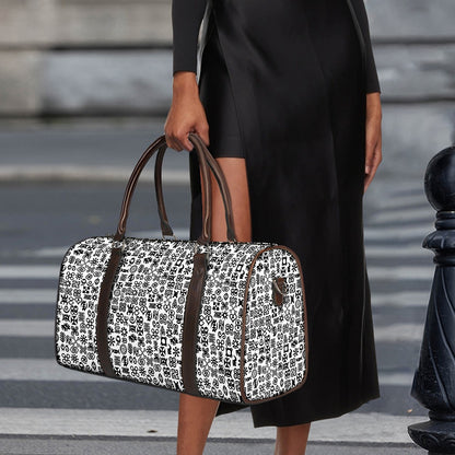 Black And White Adinkra Tribe Symbols Duffle Bag