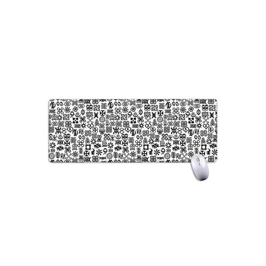 Black And White Adinkra Tribe Symbols Extended Mouse Pad