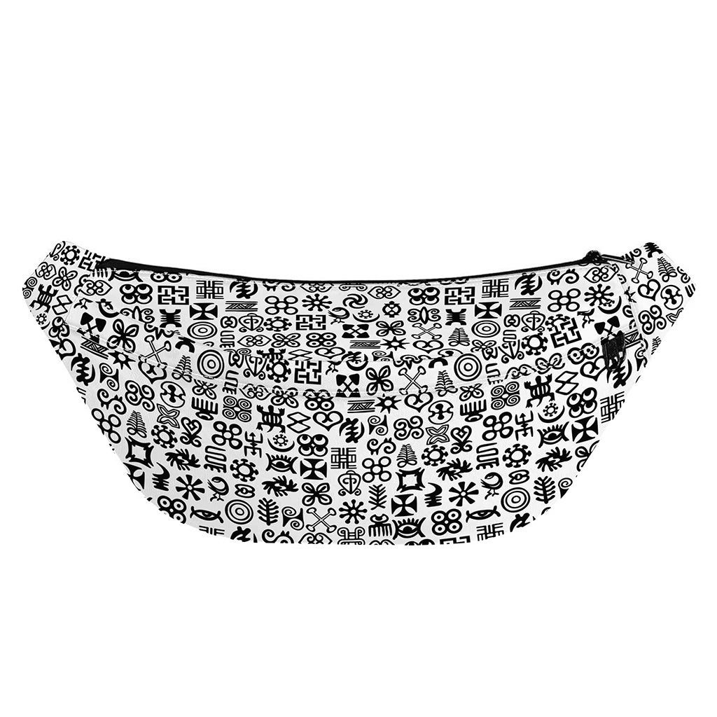 Black And White Adinkra Tribe Symbols Fanny Pack