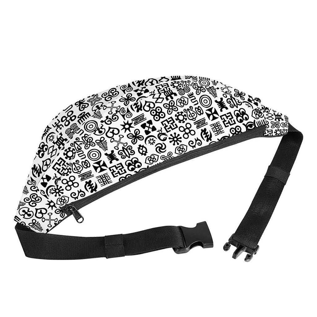 Black And White Adinkra Tribe Symbols Fanny Pack