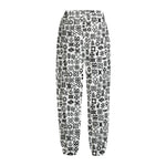 Black And White Adinkra Tribe Symbols Fleece Lined Knit Pants