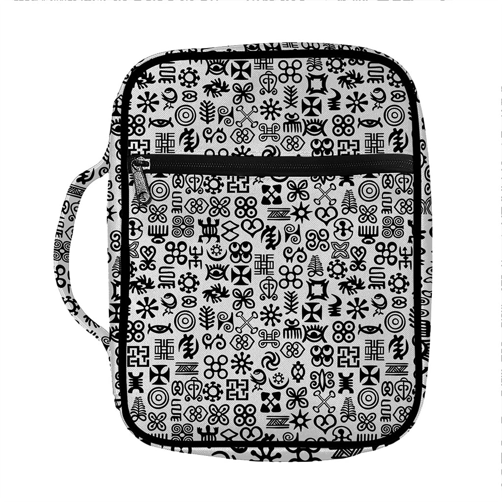 Black And White Adinkra Tribe Symbols Front Pocket Bible Bag