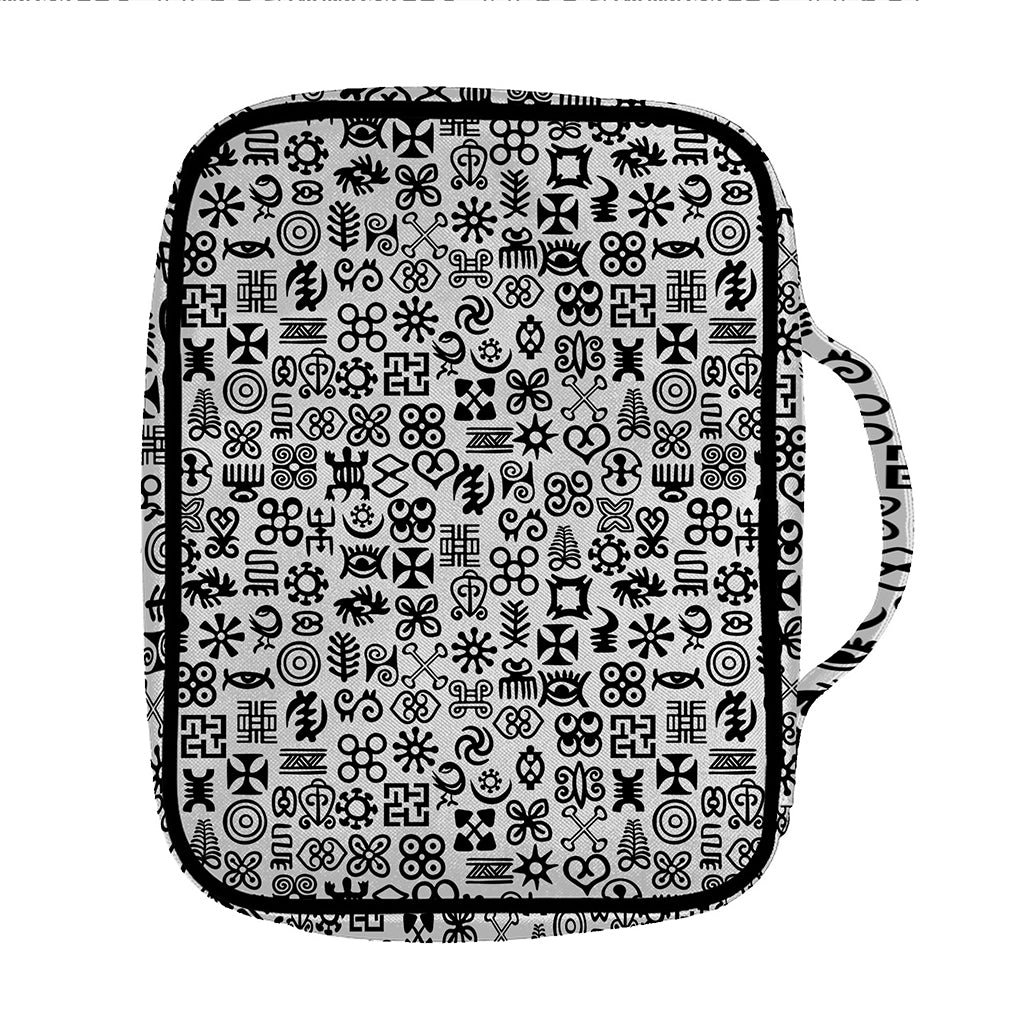 Black And White Adinkra Tribe Symbols Front Pocket Bible Bag