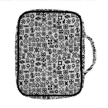 Black And White Adinkra Tribe Symbols Front Pocket Bible Bag