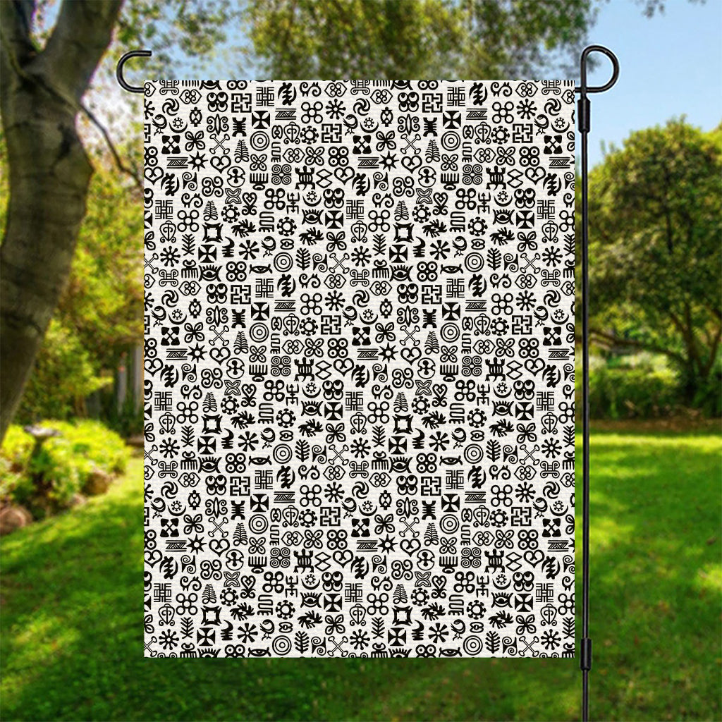 Black And White Adinkra Tribe Symbols Garden Flag