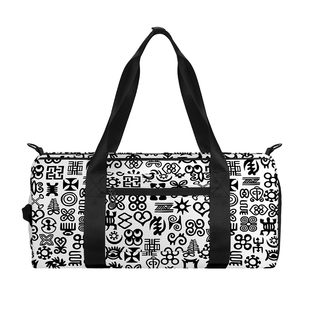 Black And White Adinkra Tribe Symbols Gym Bag