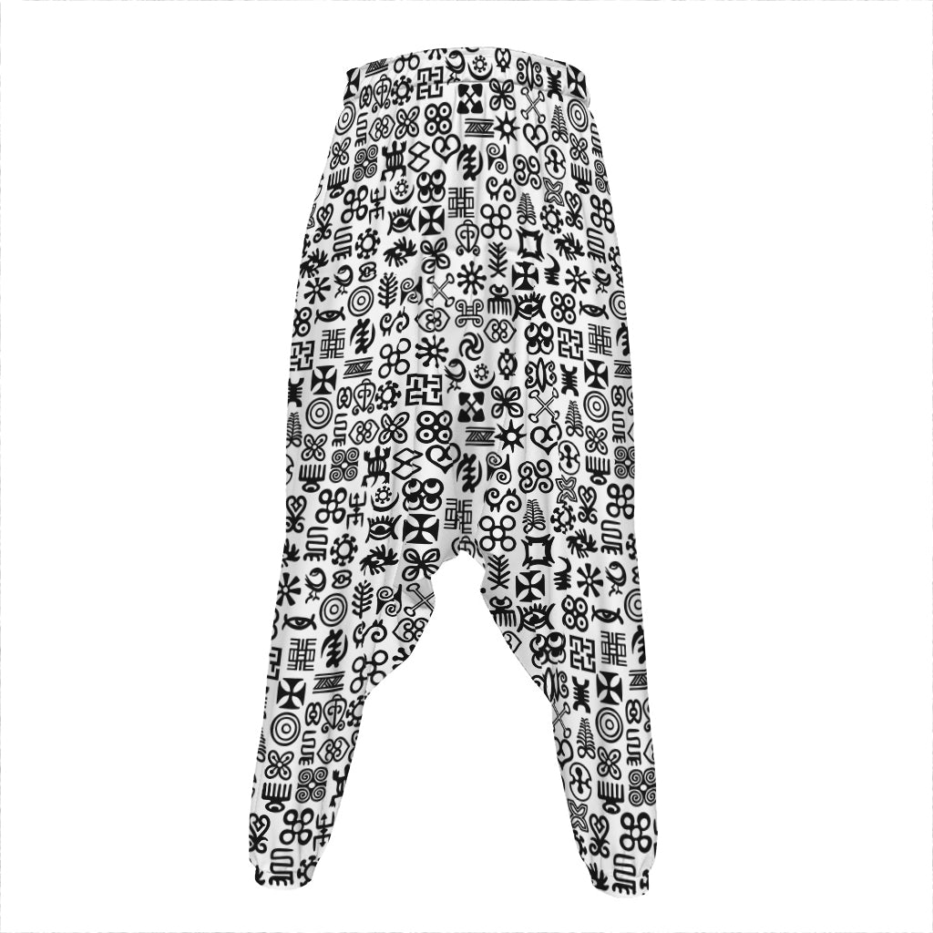 Black And White Adinkra Tribe Symbols Hammer Pants