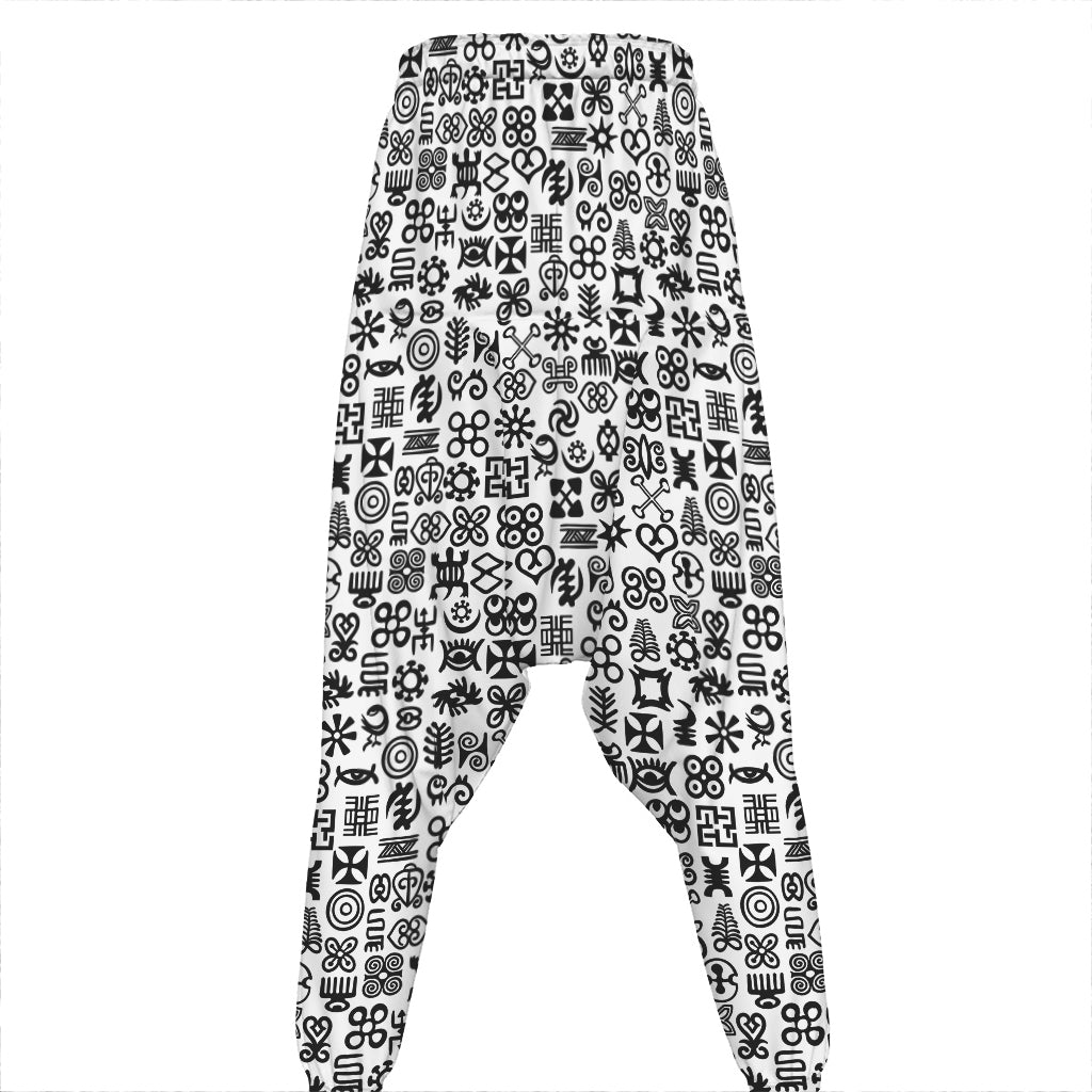 Black And White Adinkra Tribe Symbols Hammer Pants