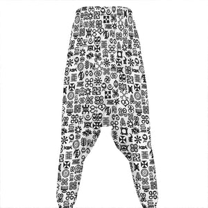 Black And White Adinkra Tribe Symbols Hammer Pants