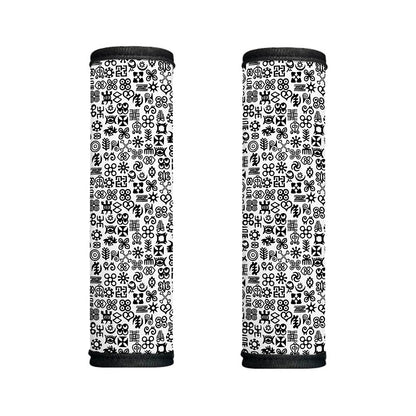 Black And White Adinkra Tribe Symbols Handle Covers