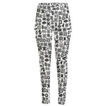 Black And White Adinkra Tribe Symbols High-Waisted Pocket Leggings