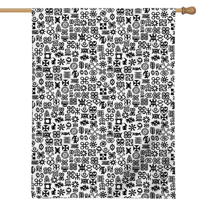 Black And White Adinkra Tribe Symbols House Flag