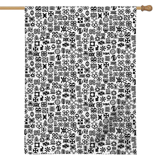 Black And White Adinkra Tribe Symbols House Flag