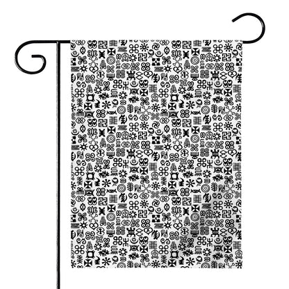 Black And White Adinkra Tribe Symbols House Flag