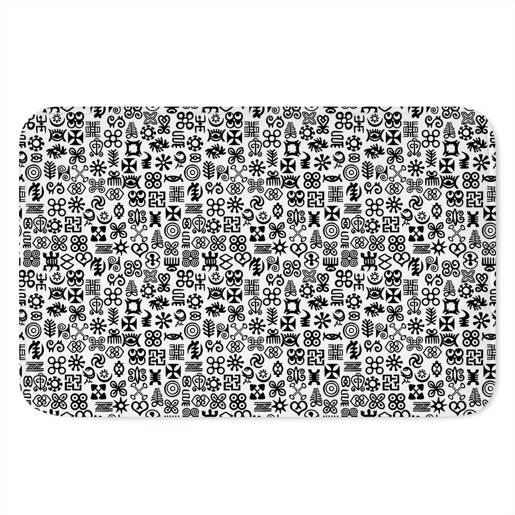 Black And White Adinkra Tribe Symbols Indoor Door Mat