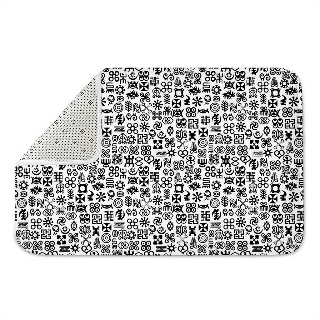 Black And White Adinkra Tribe Symbols Indoor Door Mat