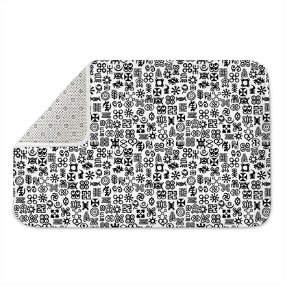 Black And White Adinkra Tribe Symbols Indoor Door Mat