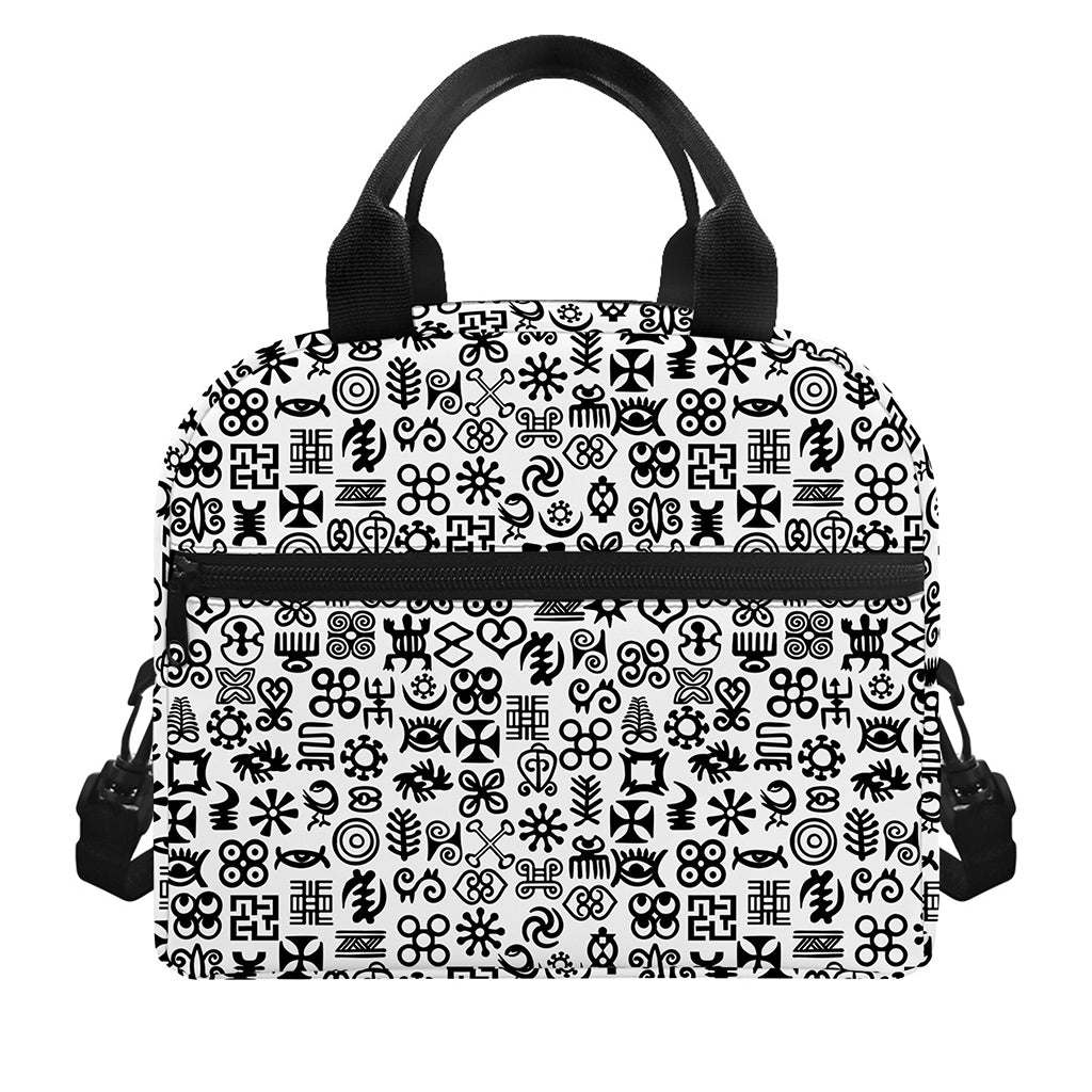 Black And White Adinkra Tribe Symbols Insulated Lunch Bag