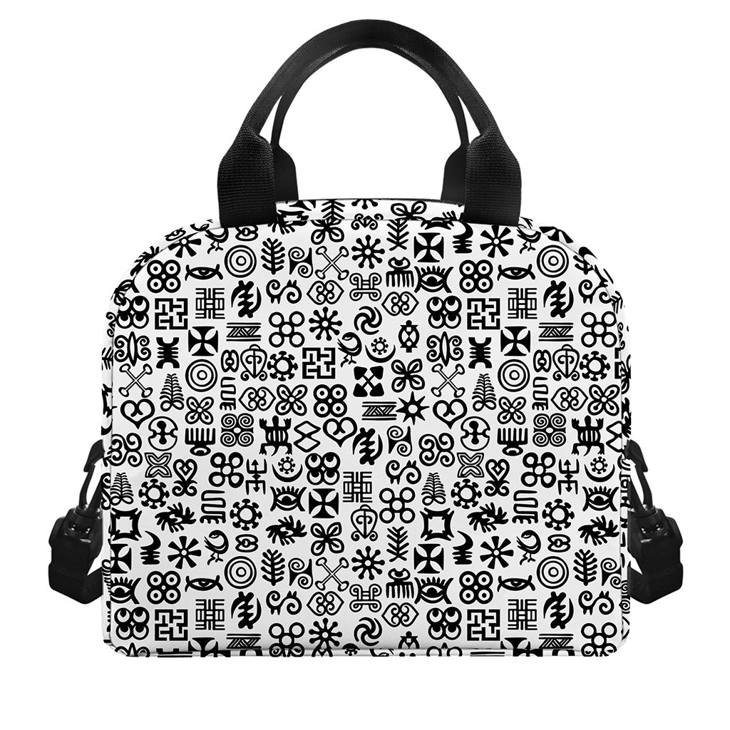 Black And White Adinkra Tribe Symbols Insulated Lunch Bag