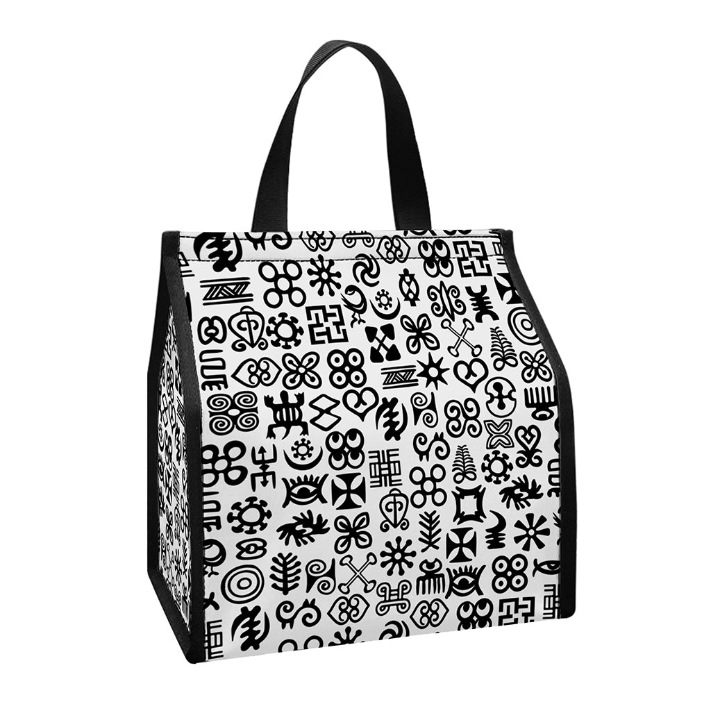 Black And White Adinkra Tribe Symbols Insulated Lunch Tote
