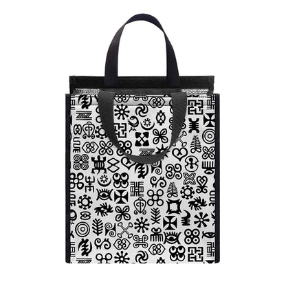 Black And White Adinkra Tribe Symbols Insulated Lunch Tote