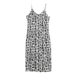 Black And White Adinkra Tribe Symbols Jersey Midi Cami Dress