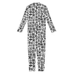 Black And White Adinkra Tribe Symbols Jumpsuit