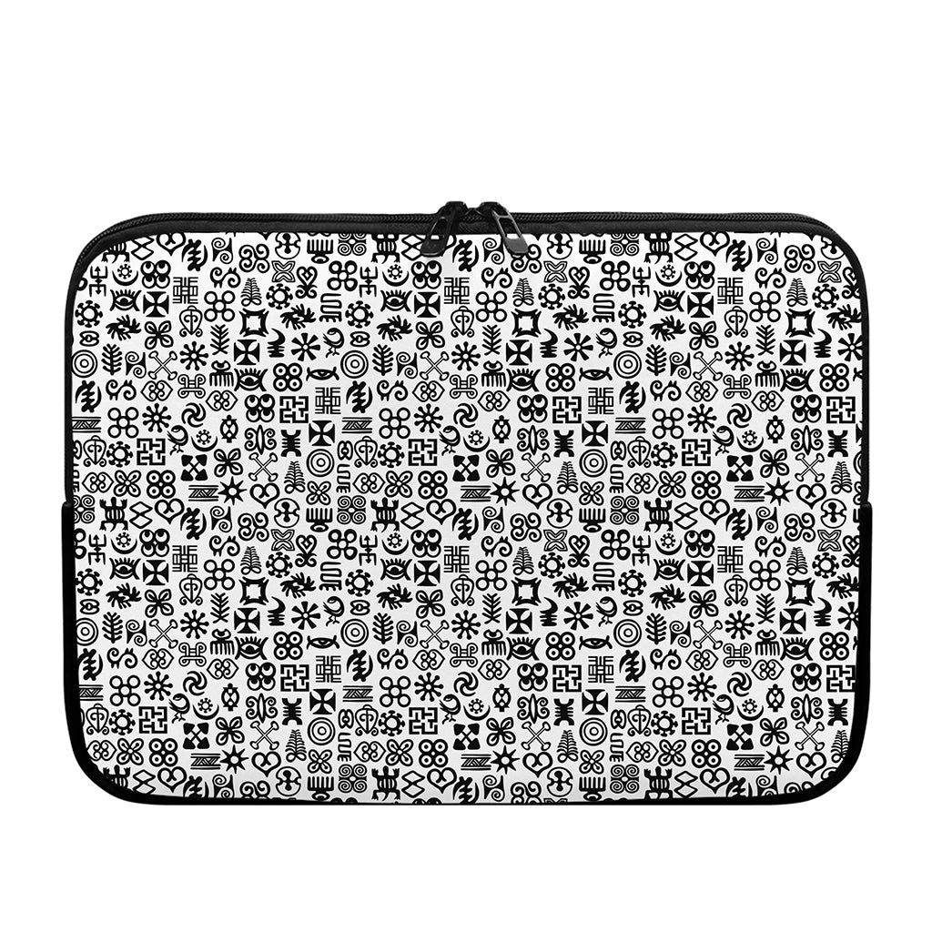 Black And White Adinkra Tribe Symbols Laptop Sleeve