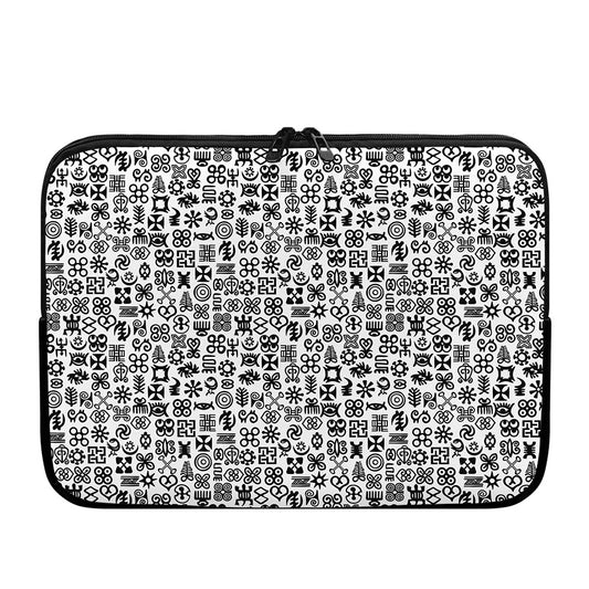 Black And White Adinkra Tribe Symbols Laptop Sleeve