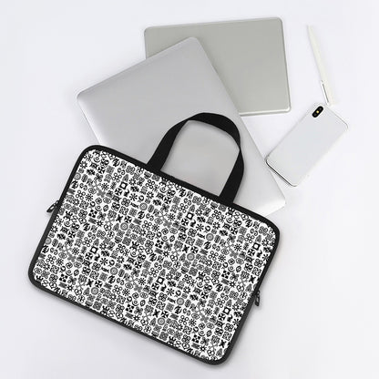 Black And White Adinkra Tribe Symbols Laptop Sleeve With Handle