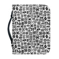 Black And White Adinkra Tribe Symbols Leather Bible Cover